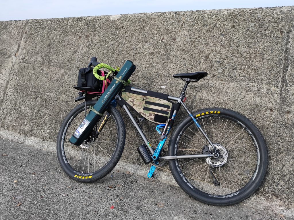 自転車釣行 ロッド固定例