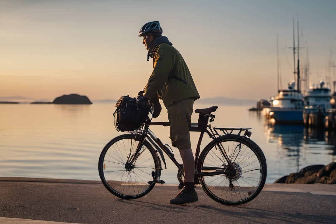 港の釣り場に自転車で向かう釣行イメージ